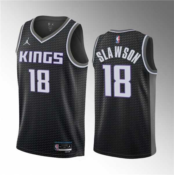 Mens Sacramento Kings #18 Jalen Slawson Black 2023 Draft Statement Edition Stitched Jersey Dzhi